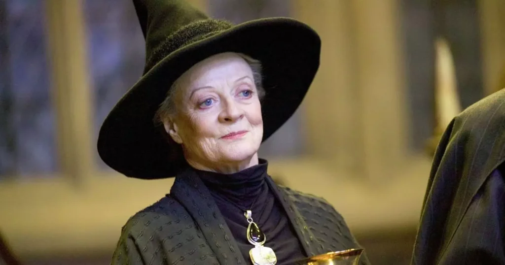 Maggie Smith as Professor Minerva McGonagall.