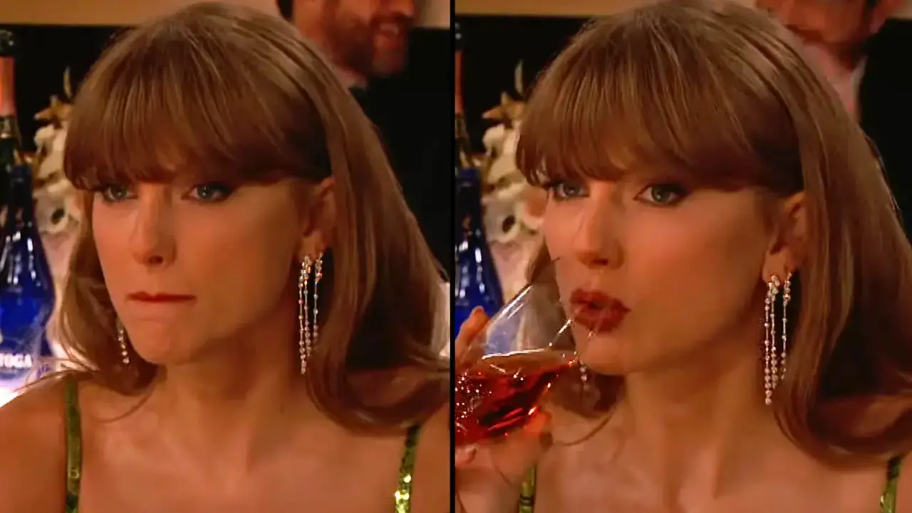 Taylor Swift gave Golden Globes host Jo Koy an awkward death stare after he made a joke about her.