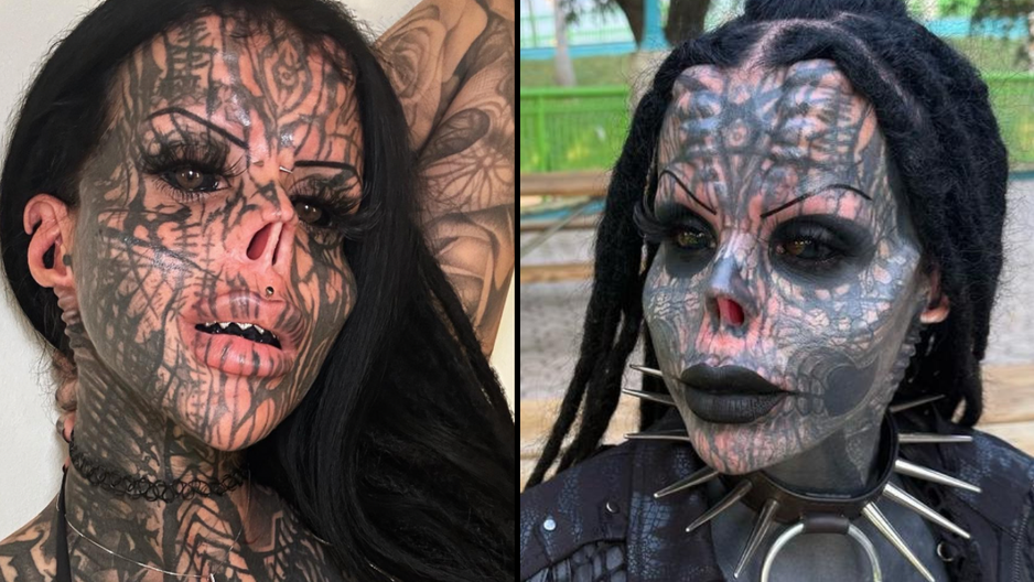 Tattooed woman Toxii Daniëlle, who keeps her nose in a jar, shocked fans by sharing a before photo.