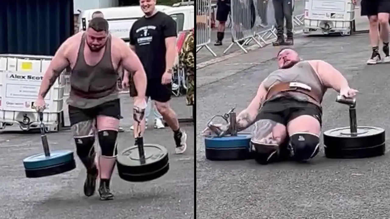 Brutal footage shows a man snapping both his tendons and his knees 'shooting up into his thighs.'