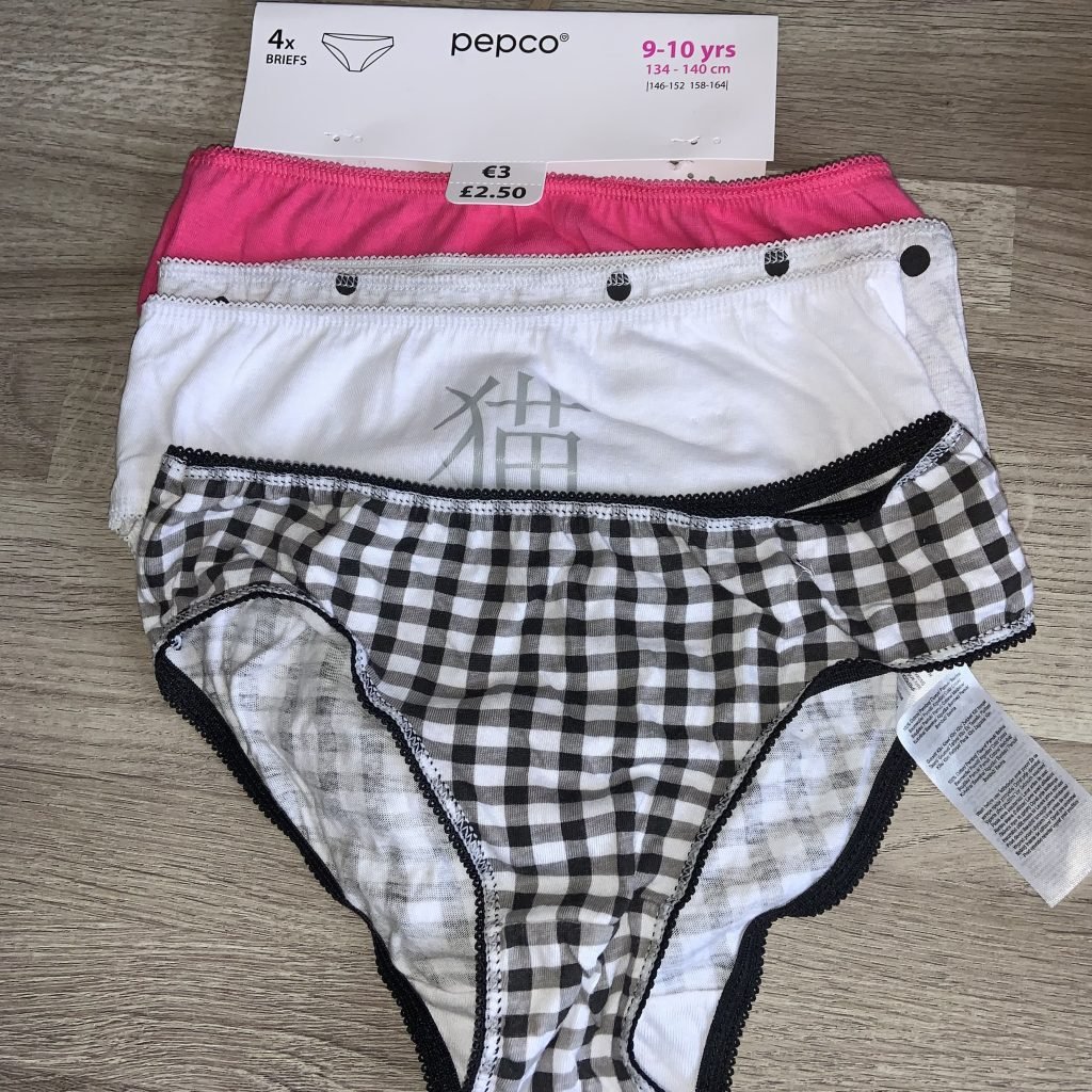 Poundland kids' knickers.