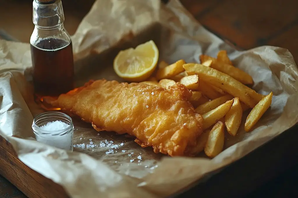 Fish, chips, and vinegar