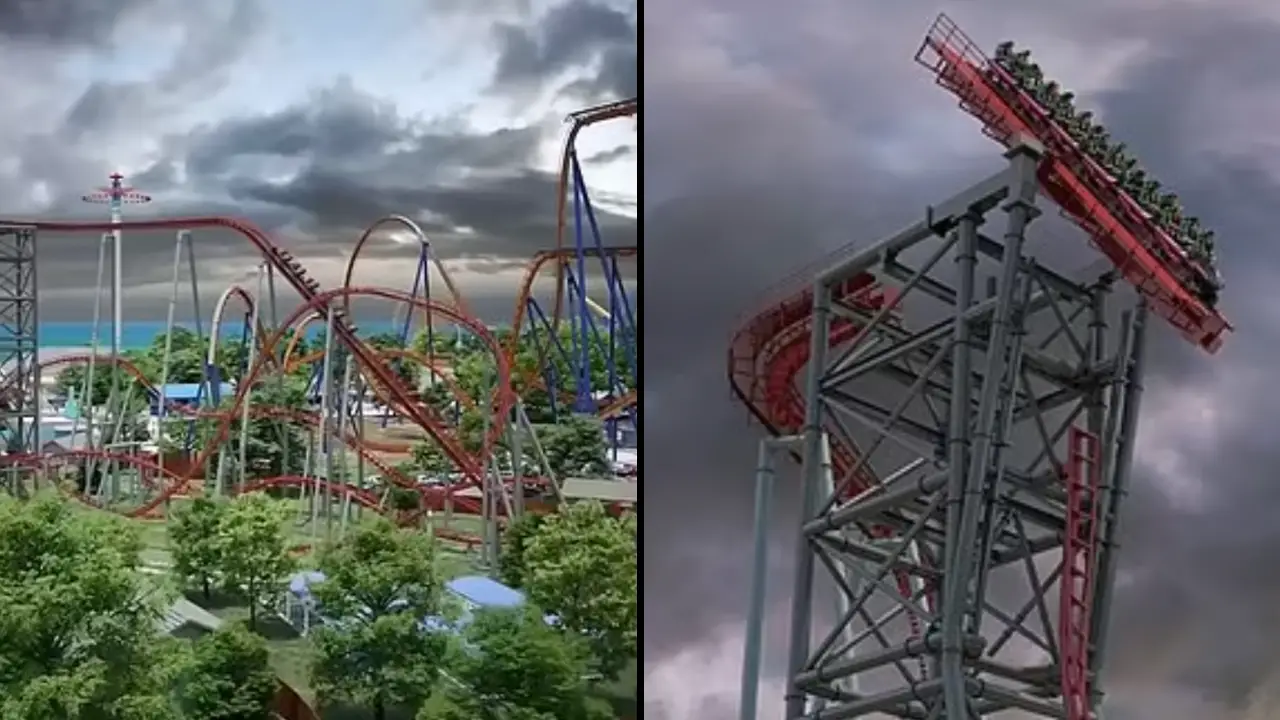 Footage of the heart-stopping moment a rollercoaster disconnects from its track in mid-air has shocked the internet.