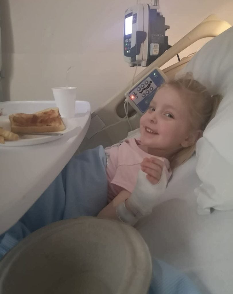 Marnie in hospital.