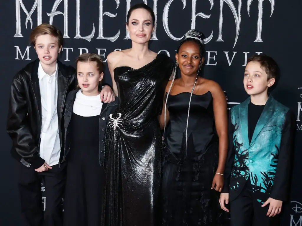 Angelina Jolie and children.