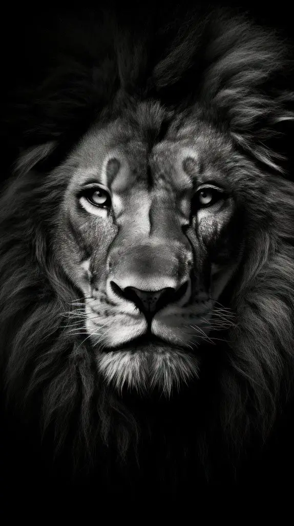 Black and white lion.