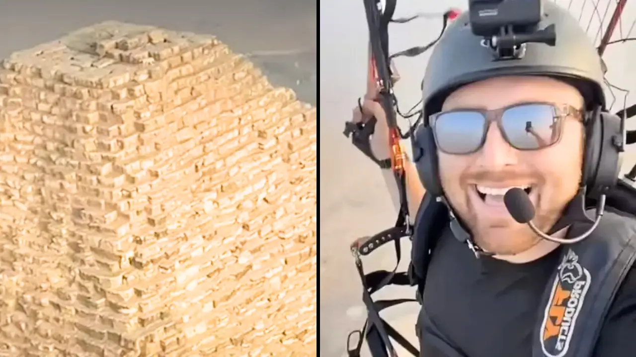 A paraglider was left speechless after discovering a dog at the very top of the Great Pyramid of Giza.