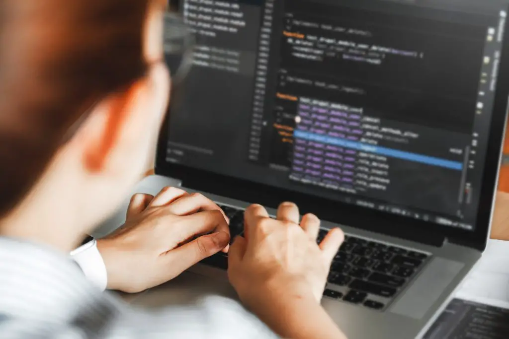 Person coding. 