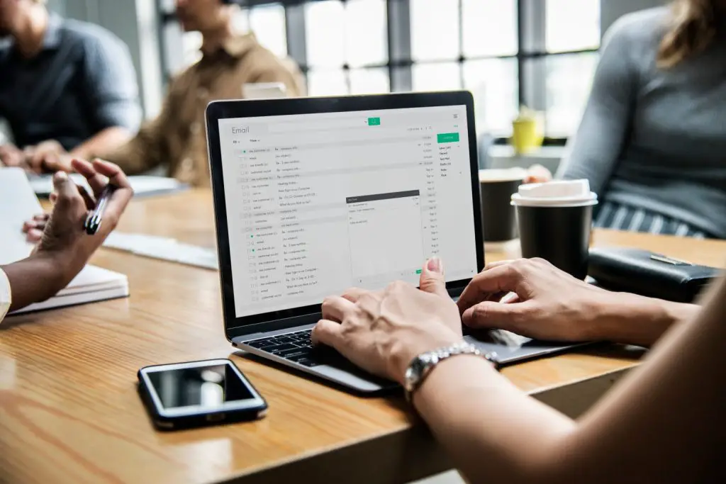 Person sending email.