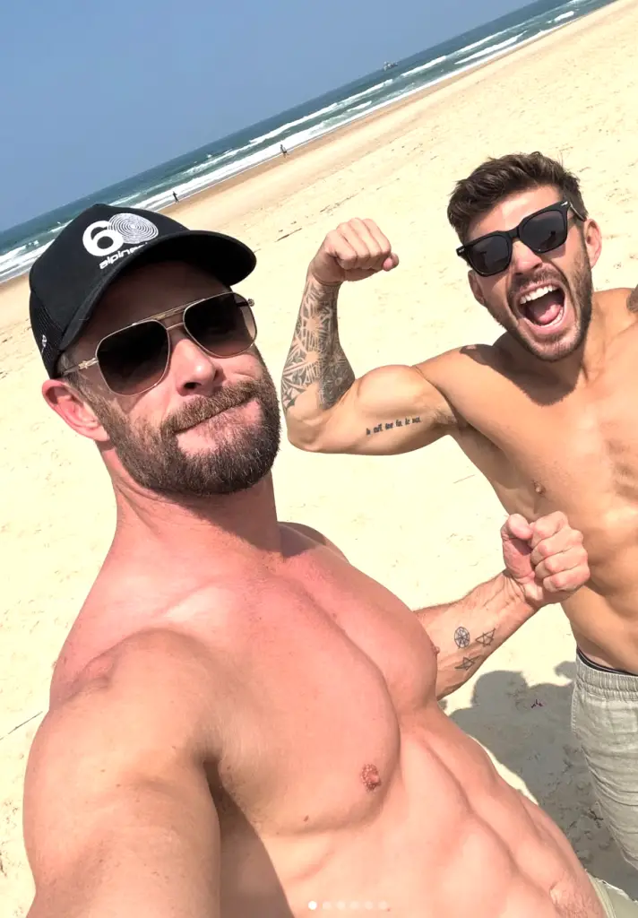 Chris Hemsworth shirtless.