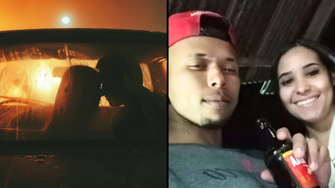 A young couple has died after performing an X-rated act in a car, as they plunged to their death.
