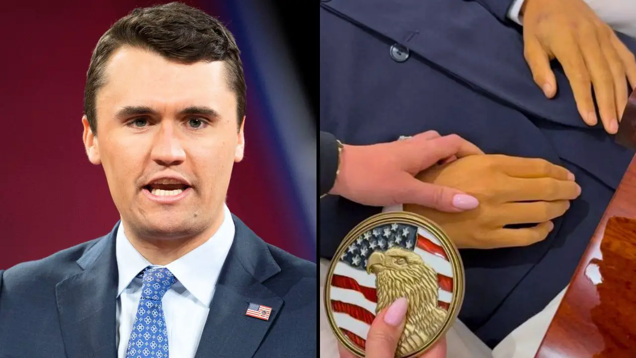 Charlie Kirk's wife shared shocking photos of the right-wing activist in an open casket on social media.