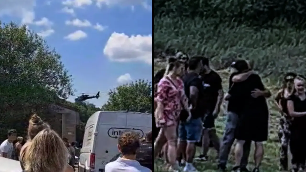 A man faked his own death before making an appearance in a helicopter at his own funeral in a morbid prank.