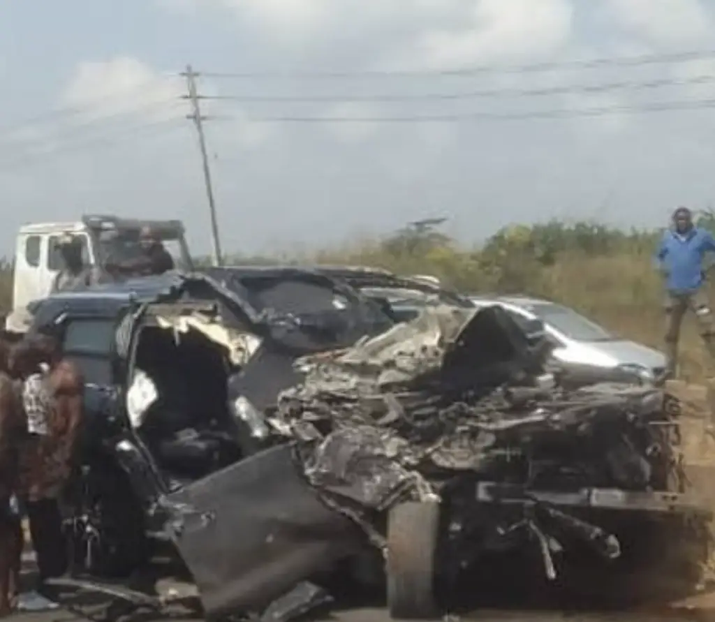 Anthony Joshua car crash wreckage