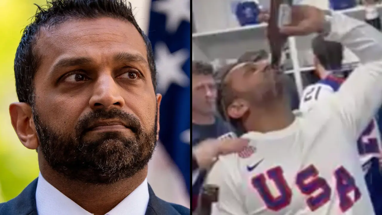 FBI director Kash Patel has sent social media into a frenzy after clips of him celebrating the USA's ice hockey win at the 2026 Winter Olympics have gone viral.