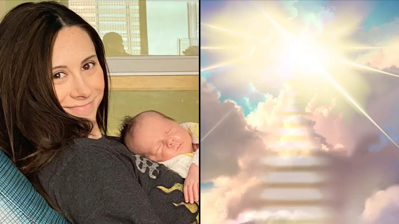 A mom who ‘died’ after giving birth has claimed her soul briefly left her body and floated into heaven – and you won’t believe what she saw when it happened.