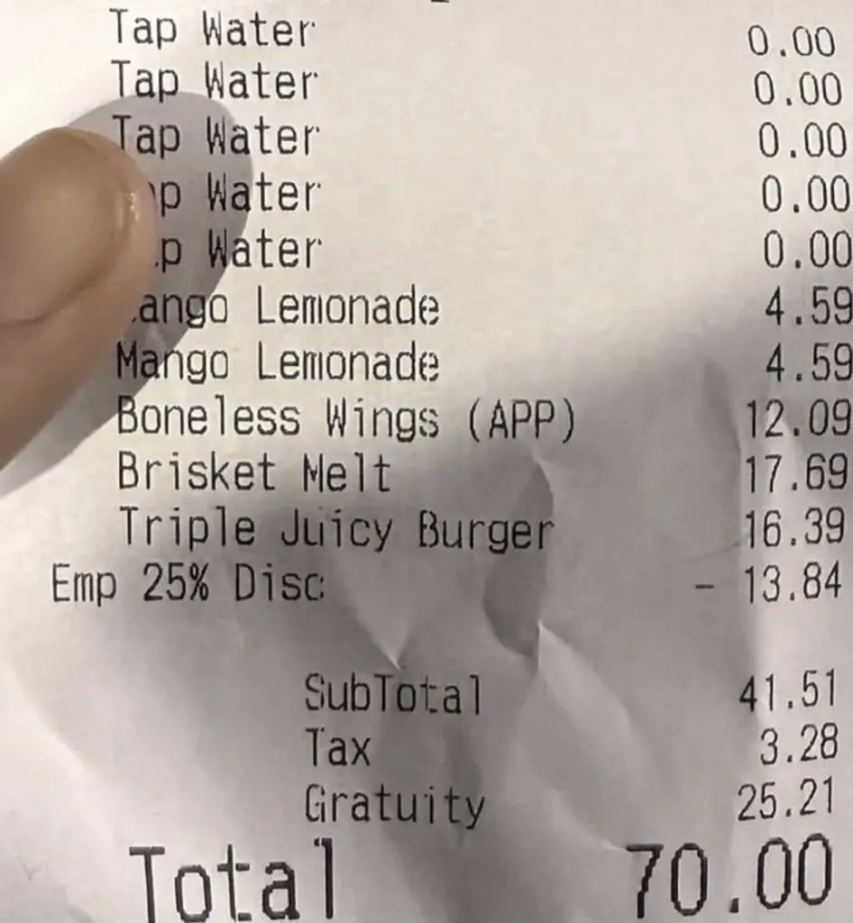 Denny's receipt