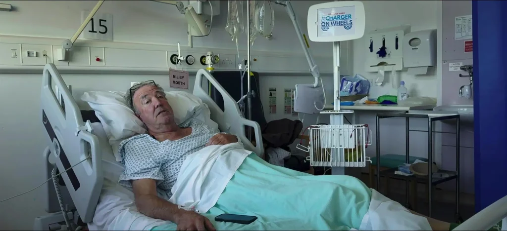 Jeremy Clarkson in hospital bed