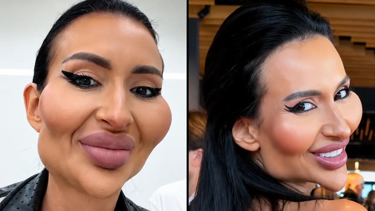 The woman known online for having the 'world's biggest cheeks' has revealed what she looked like before the dramatic cosmetic procedures.